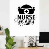 Verpleegster Gift Dienstdoende Verpleegster Poster (Thuiskantoor)