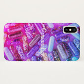 Verpleegster glitter look medicatie roze paarse Case-Mate iPhone case (Achterkant (horizontaal))