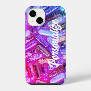 Verpleegster glitter medicatie paarse roze schatti iPhone 14 hoesje