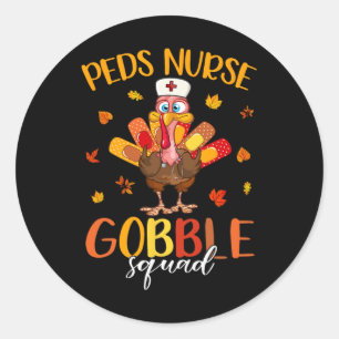 Verpleegster Gobble Squad Turkije Pelgrim Thanksgi Ronde Sticker