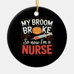 Verpleegster Grappig Halloween Verpleging Essentia Keramisch Ornament
