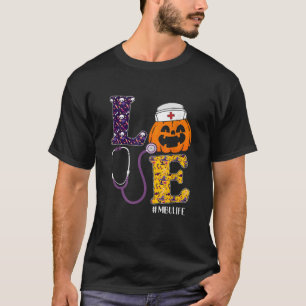 Verpleegster Halloween Enge Pompoen Kostuum Liefde T-shirt
