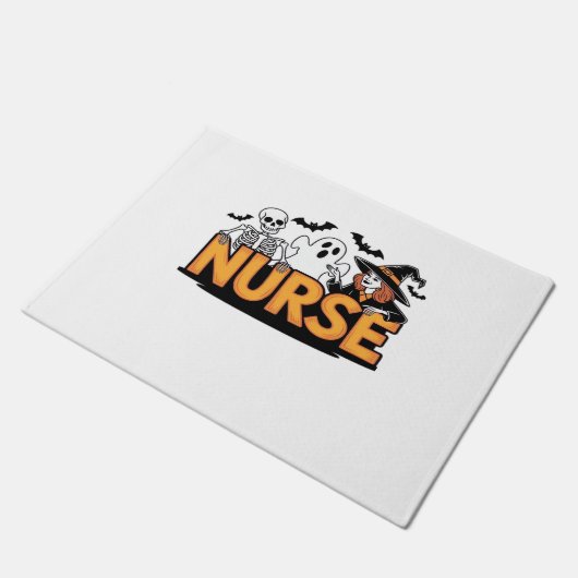 Verpleegster - Halloween - met geest, heks en skel Deurmat (Schuin)