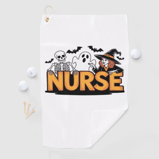 Verpleegster - Halloween - met geest, heks en skel Golfhanddoek (Insitu)