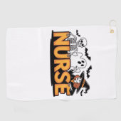 Verpleegster - Halloween - met geest, heks en skel Golfhanddoek (Horizontaal)