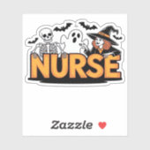 Verpleegster - Halloween - met geest, heks en skel Sticker (Vel)