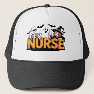 Verpleegster - Halloween - met spook, heks en skel Trucker Pet