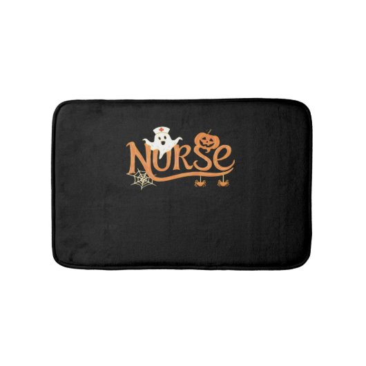Verpleegster Halloween Schattige Ghost en Pumpkin  Badmat (Voorkant)