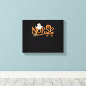 Verpleegster Halloween Schattige Ghost en Pumpkin  Canvas Afdruk (Insitu (Houten vloer))