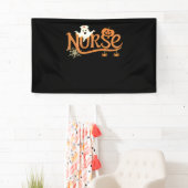Verpleegster Halloween Schattige Ghost en Pumpkin  Spandoek (Insitu)
