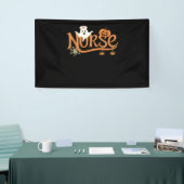 Verpleegster Halloween Schattige Ghost en Pumpkin  Spandoek (Beurs)