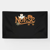 Verpleegster Halloween Schattige Ghost en Pumpkin  Spandoek (Horizontaal)