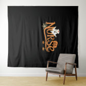 Verpleegster Halloween Schattige Ghost en Pumpkin Wandkleed (In Situ (horizontaal))