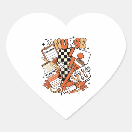 Verpleegster Halloween Schattigee Herfst Hart Sticker (Voorkant)