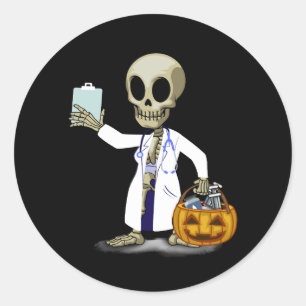 Verpleegster Halloween Skelet Doctor Pumpkin Jack Ronde Sticker