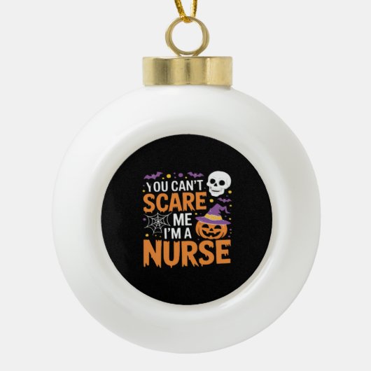 Verpleegster Halloween Witch Funny Nursing Essenti Keramische Bal Ornament (Voorkant)