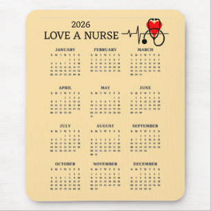 Verpleegster Hart Stethoscoop 2026 Kalender Muismat
