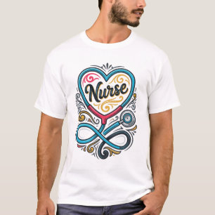 Verpleegster Hart Stethoscoop Vintage Gravure Desi T-shirt