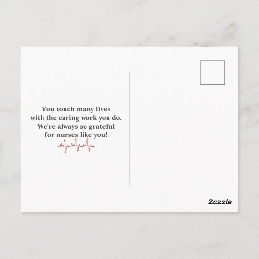 Verpleegster Hart Symbool Dank Je Briefkaart (Achterkant)