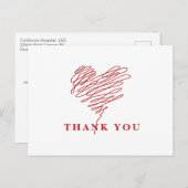 Verpleegster Hart Symbool Dank Je Briefkaart (Voorkant / Achterkant)