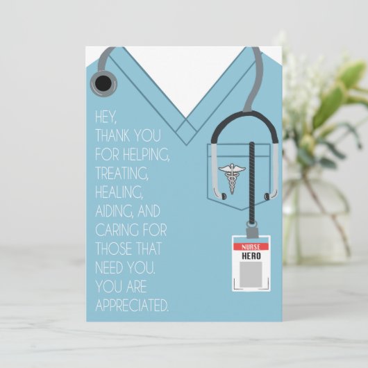 Verpleegster - Hartelijk dank - Kaart (Staand voorkant)