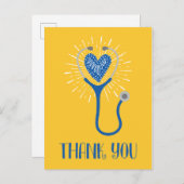 Verpleegster Hartelijk dank Stethoscoop Blauwe Gel Briefkaart (Voorkant / Achterkant)