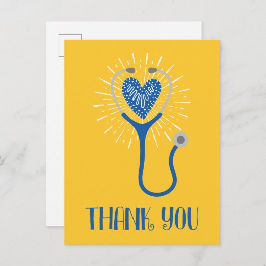 Verpleegster Hartelijk dank Stethoscoop Blauwe Gel Briefkaart (Voorkant / Achterkant)