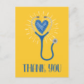 Verpleegster Hartelijk dank Stethoscoop Blauwe Gel Briefkaart (Voorkant)