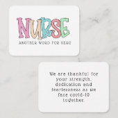 Verpleegster Hartelijk dank voor de onwillekeurige Visitekaartje (Voorkant / Achterkant)