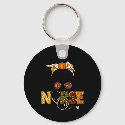 Verpleegster Herfst Herfst Thanksgiving Stethocope Sleutelhanger (Voorkant)