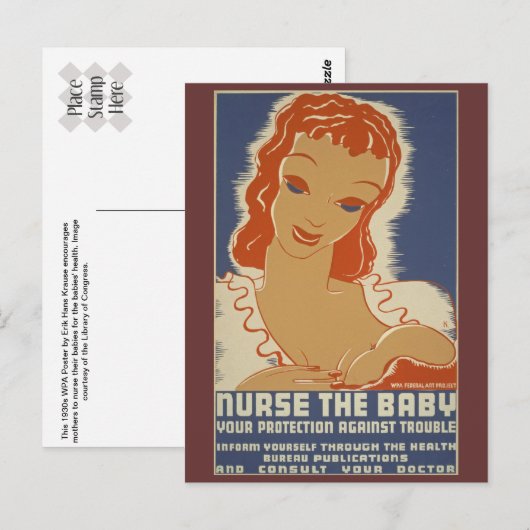 Verpleegster het Poster van WPA van de Baby Briefkaart (Voorkant / Achterkant)