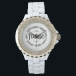 Verpleegster. Horloge<br><div class="desc">Perfect cadeau voor een speciale verpleegster. Vol met hartverwarmende adjectieven,  geassocieerd met het beroep van verpleegkundige. Show hoe gewaardeerd ze echt is.</div>