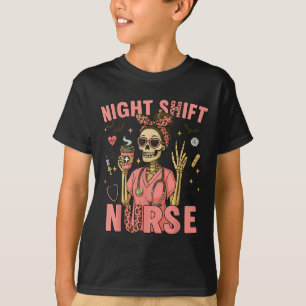 Verpleegster ICU Skelet Nachtploeg Halloween T-shi T-shirt