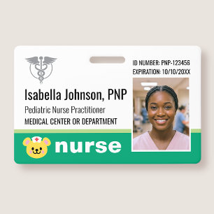 Verpleegster ID Badge Foto Logo Beer Groen Kinderg