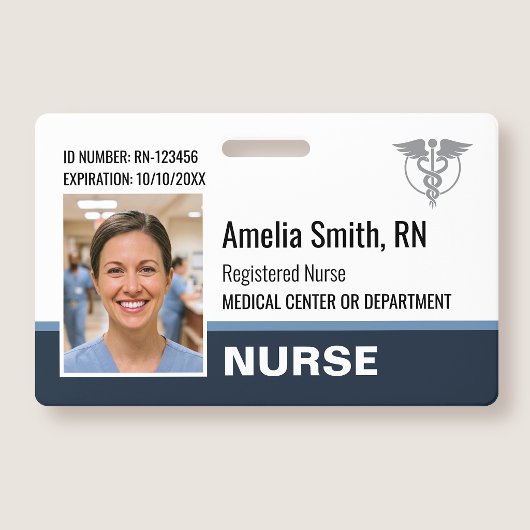 Verpleegster ID Badge Foto Logo Modern Grijs RN Sj
