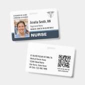 Verpleegster ID Badge Foto Logo Modern Grijs RN Sj (Voor- en achterkant)