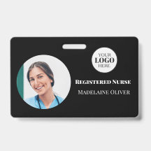 Verpleegster ID foto zwart eenvoudig logo badge
