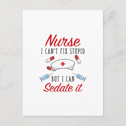Verpleegster, ik kan geen onstuimige oplossing vin briefkaart (Voorkant)