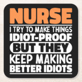 Verpleegster Ik probeer dingen grappig te maken, V Kartonnen Onderzetters (Voorkant)