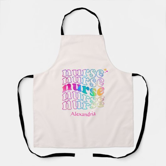 Verpleegster in elegante regenboogkleuren schort (Voorkant)