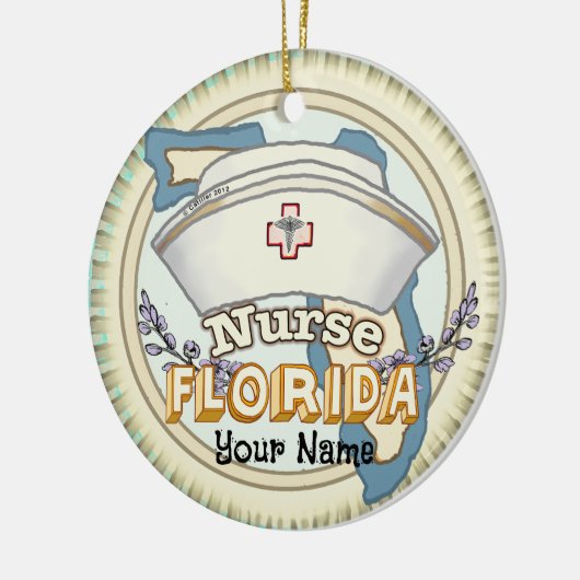 verpleegster in Florida Keramisch Ornament (Links)