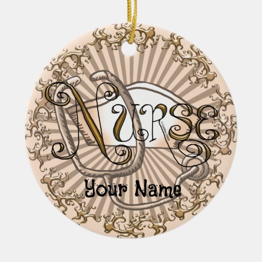 Verpleegster in gouden letters keramisch ornament (Voorkant)
