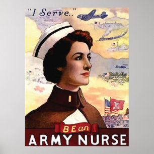 Verpleegster in het leger, vintage, propaganda, oo poster