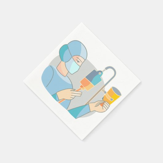 Verpleegster in Scrubs Papieren servetten (Hoek)