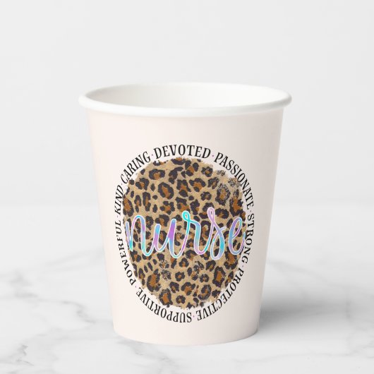 "Verpleegster" & inspirerende eigenschappen - Leop Papieren Bekers (Voorkant)