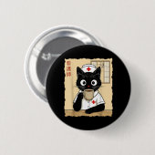 Verpleegster Japanse Kat Ronde Button 5,7 Cm (Voorkant /achterkant)