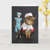 Verpleegster Kat en Dr. Bones Kaart (Gele Bloem)