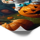 Verpleegster kat met Halloween pompoen Poster (Hoek)