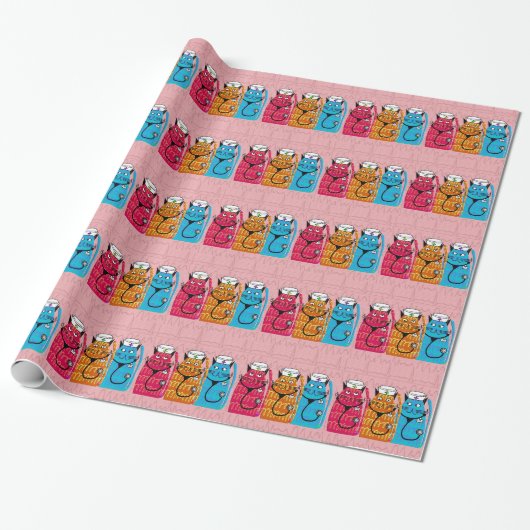 Verpleegster Katten Gift Wrap Roze Cadeaupapier (Uitgerold)