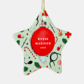 Verpleegster Kerst Collectible Keramische Ornament (Rechts)